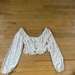 Cropped bubble sleeve shirt